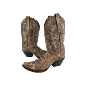 RED RANCH Womens Snip-Toe Western Boots US 8.5 M Distressed Brown Cowgirl Boot